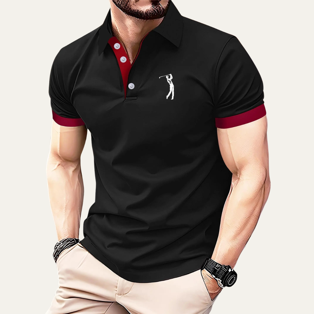 Hugo | Men's Golf Polo Shirt Gray Navy Stripe Short Sleeve