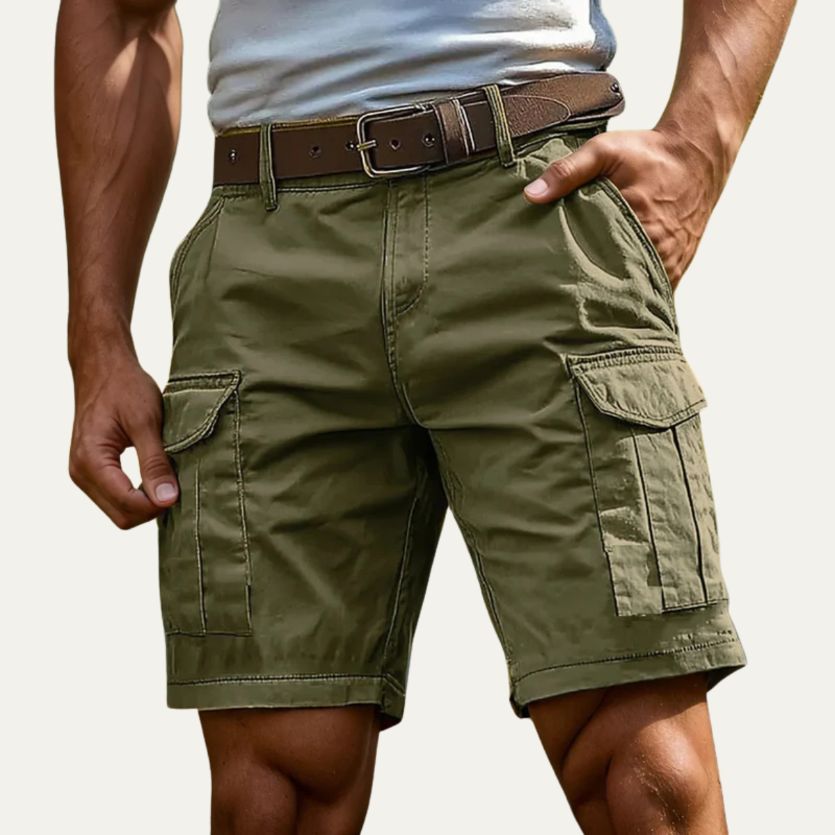 Kai | Men's Cargo Shorts Brown Utility Pockets