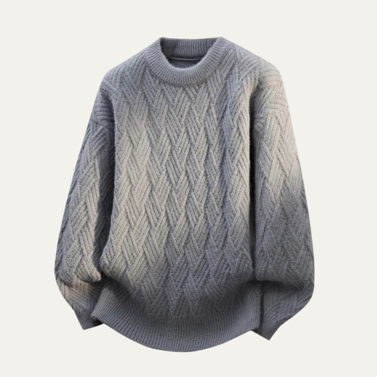Rhys | Men's Cable Knit Sweater Gray Crew Neck
