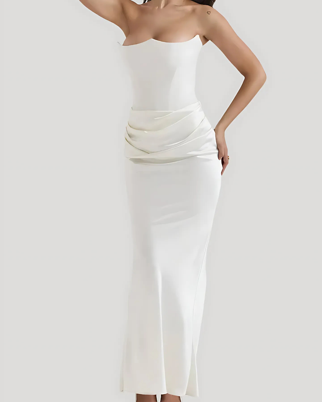 Celine | Women's Ruched Satin Maxi Dress Brown