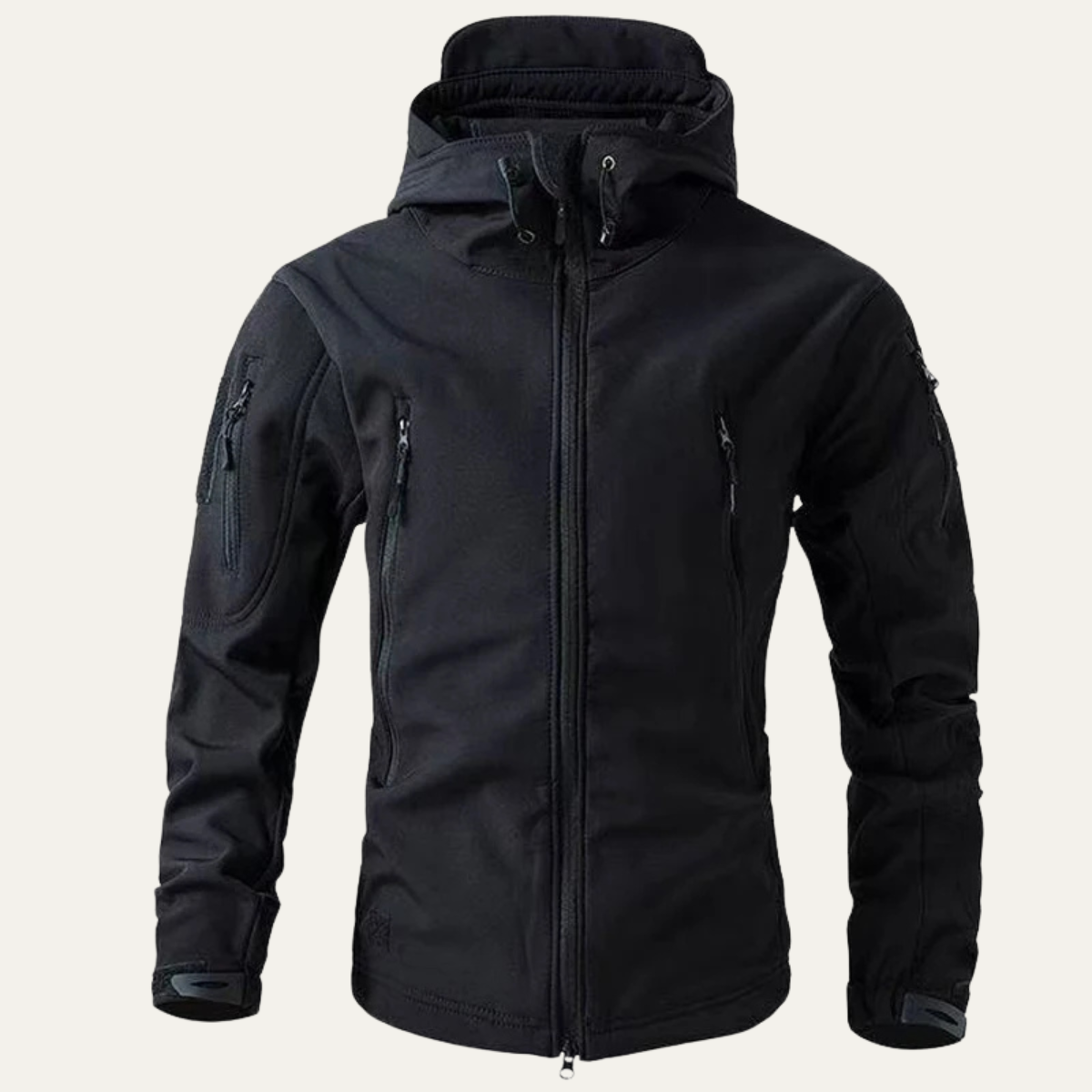 Flint | Men's Softshell Rain Jacket Black Hooded Windbreaker