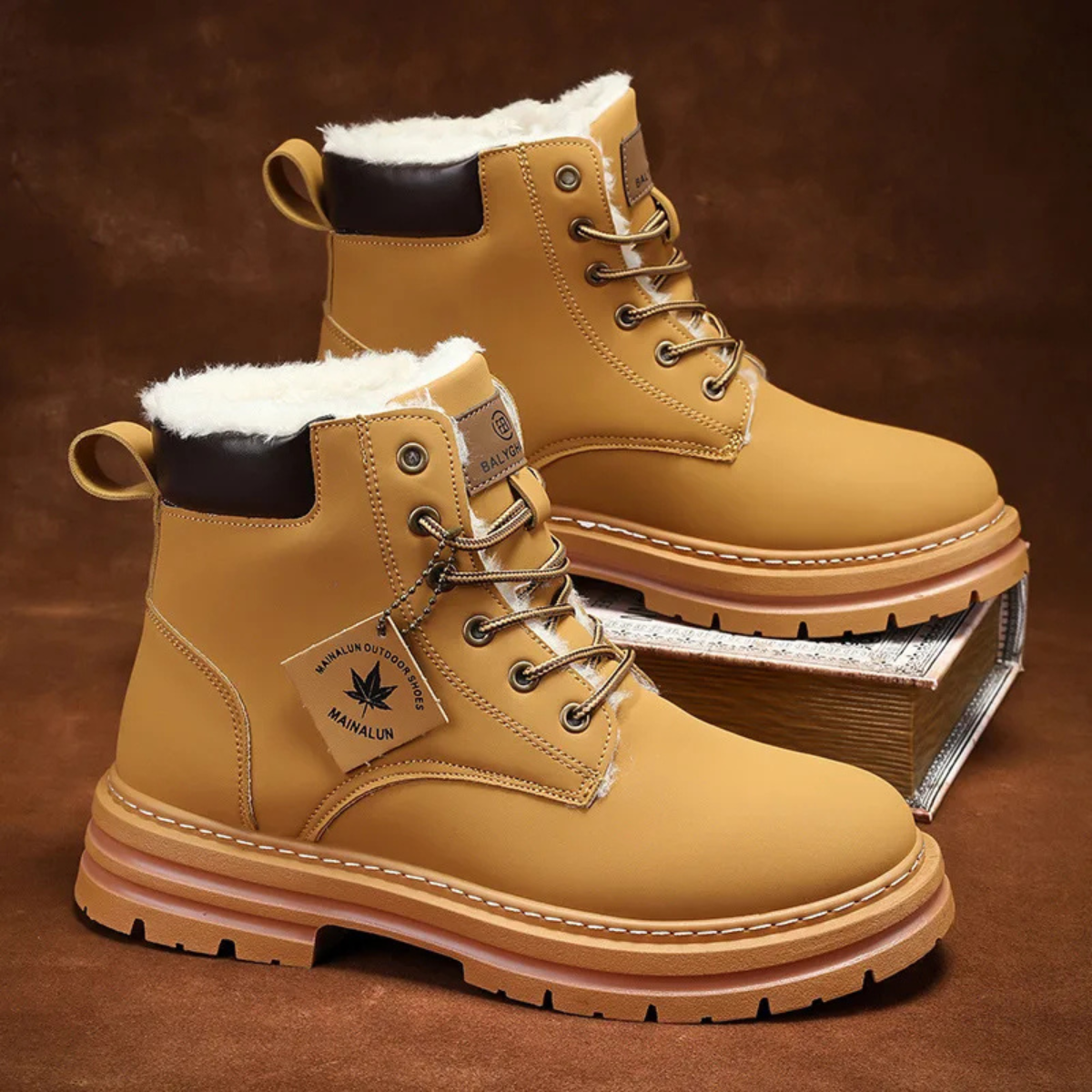 Beau | Men's Lace Up Work Boot Tan Platform Sole