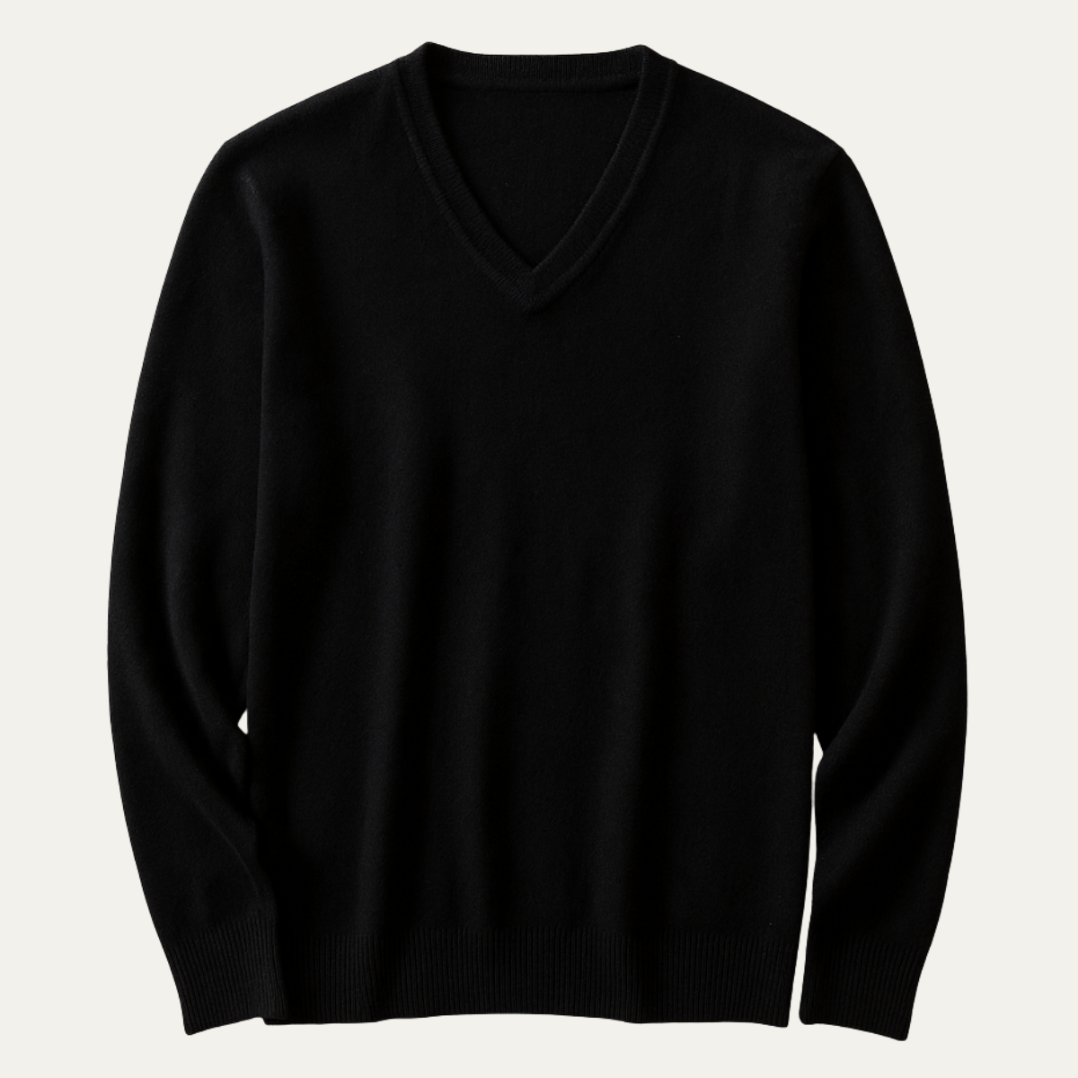 Axel | Men's V Neck Sweater Black With White Collar