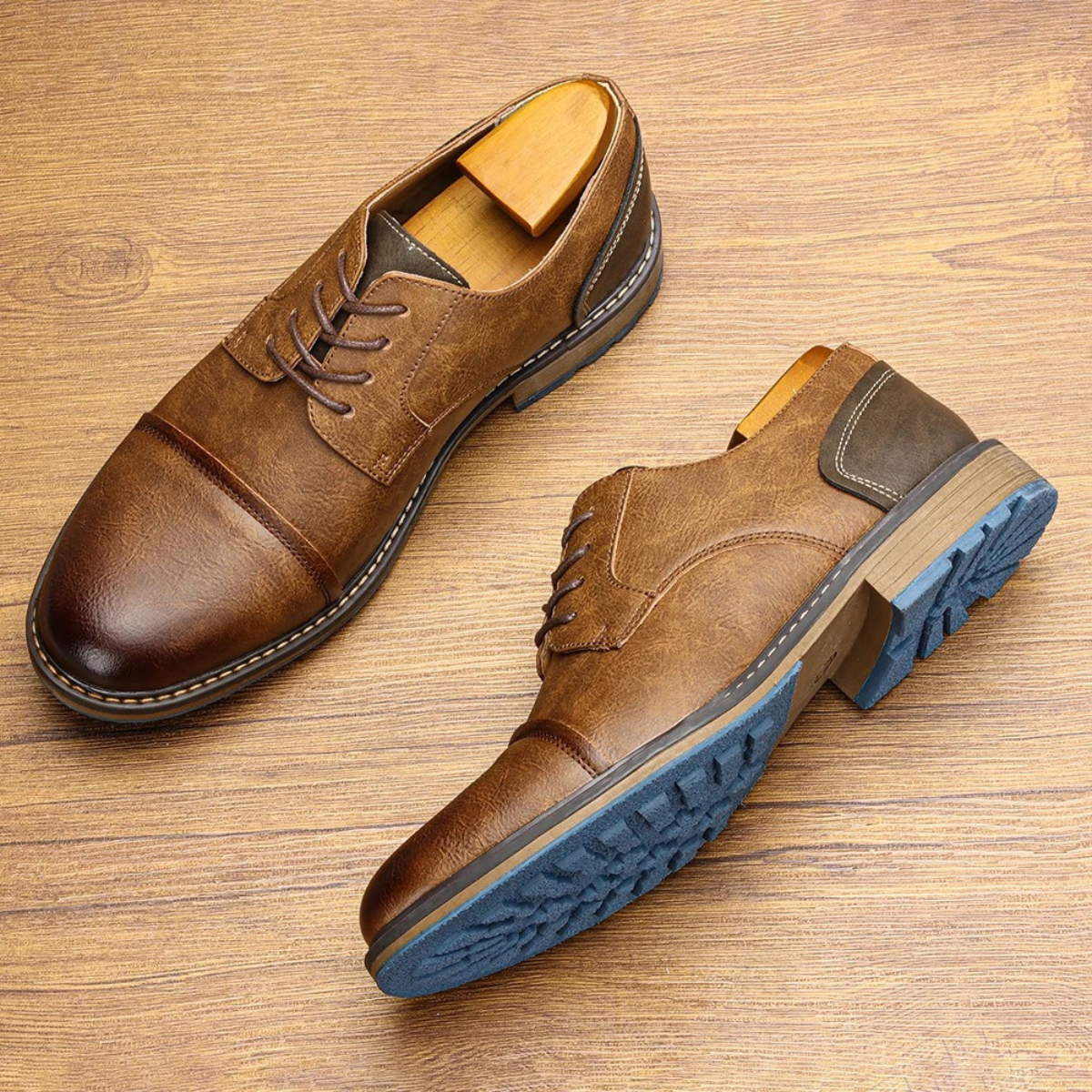 Bram | Men's Leather Oxford Shoes Brown Lace Up