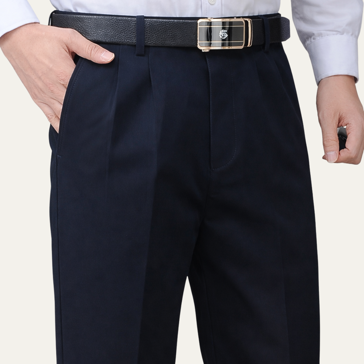 Jasper | Men's Pleated Dress Pants Khaki Cotton