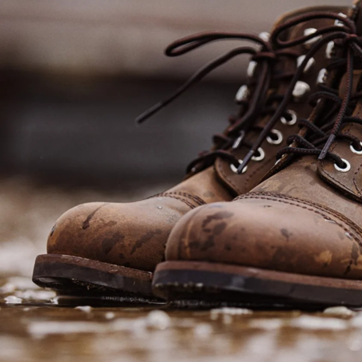 Beau | Men's Lace Up Work Boots Brown Leather