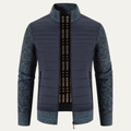 Dama Washington Axel men's quilted puffer jacket navy knit sleeves - front view