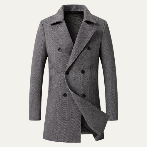 Dama Washington Axel men's herringbone wool overcoat beige double breasted - view 2