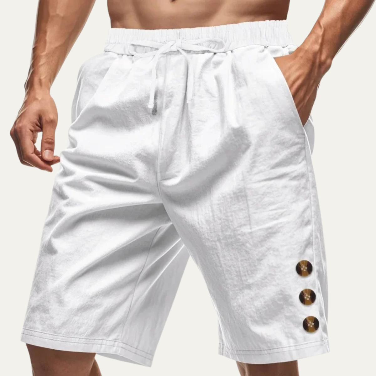 Nash | Men's Casual Button Detail Shorts Black