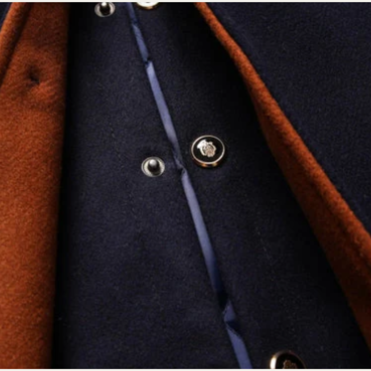 Callum | Men's Classic Wool Winter Coat Navy Quilted Lining