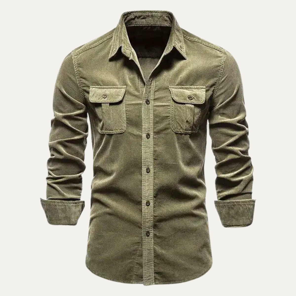 Kai | Men's Casual Corduroy Button Up Shirt Brown