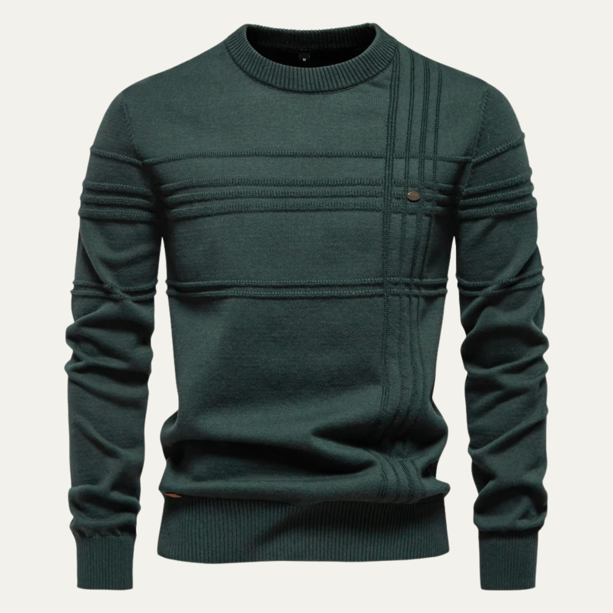 Leo | Men's Crew Neck Sweater Cream Cable Knit Pattern