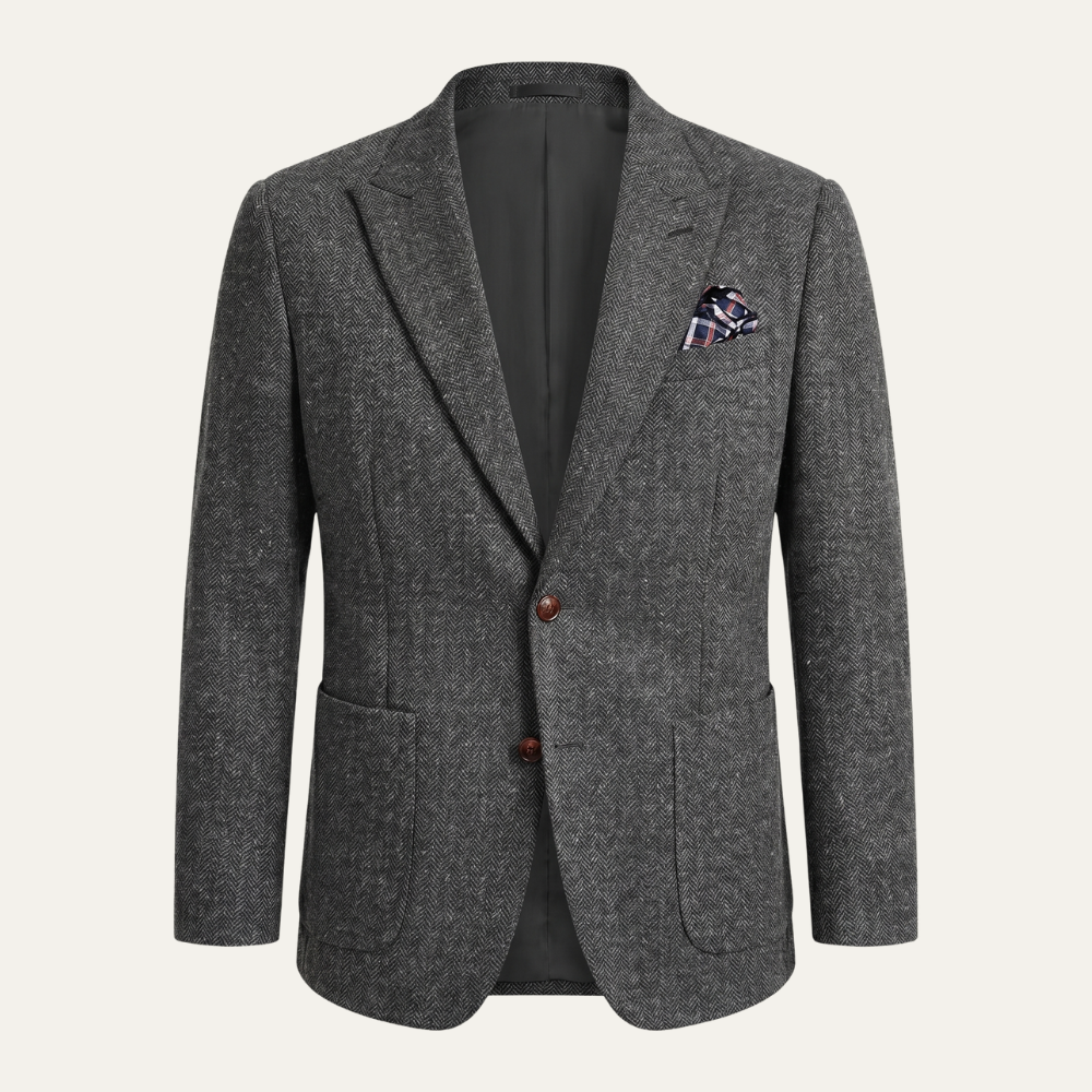 Bram | Men's Herringbone Wool Blazer Tweed Single Breasted