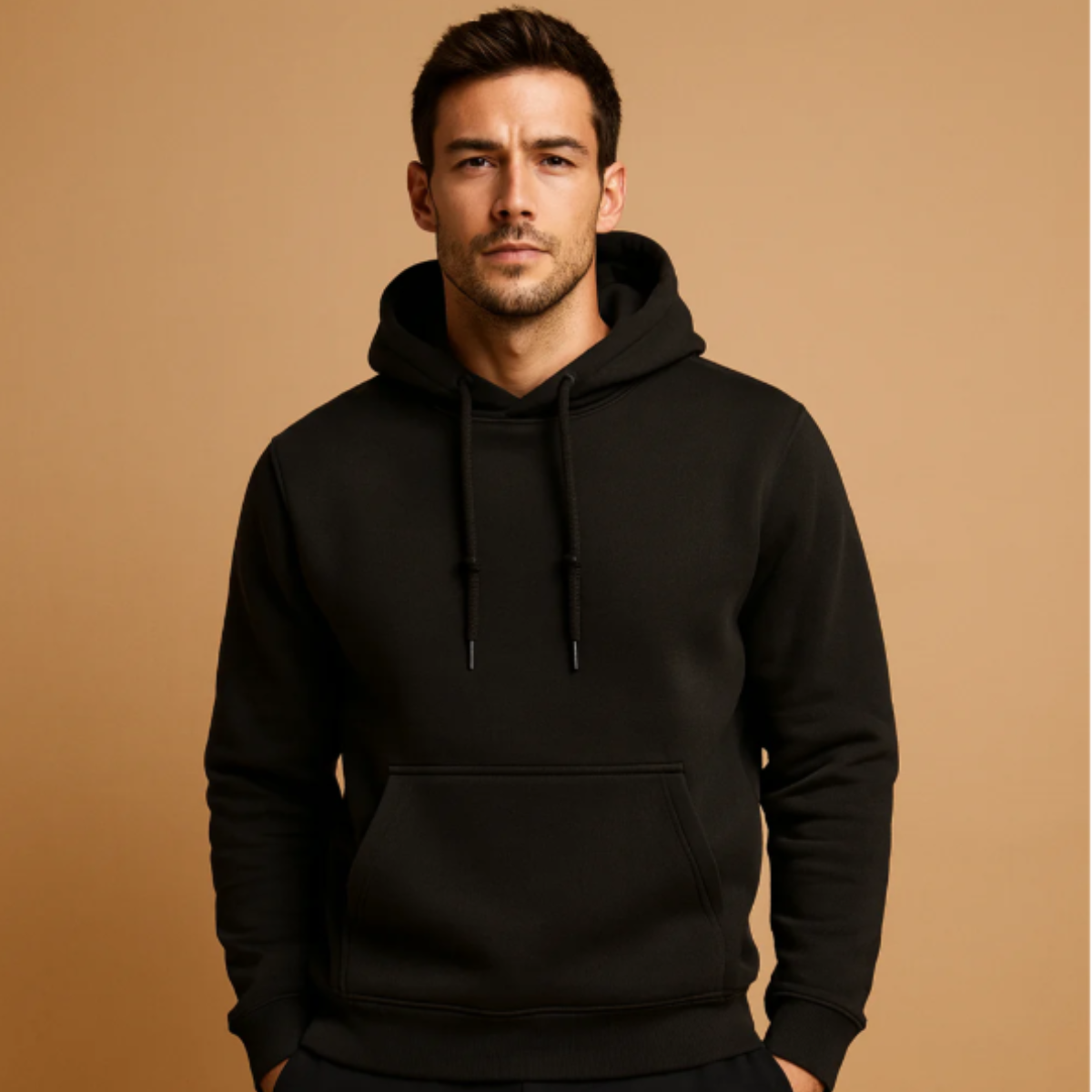 Bram | Men's Hoodie Gray Cream Pullover Drawstring Pocket