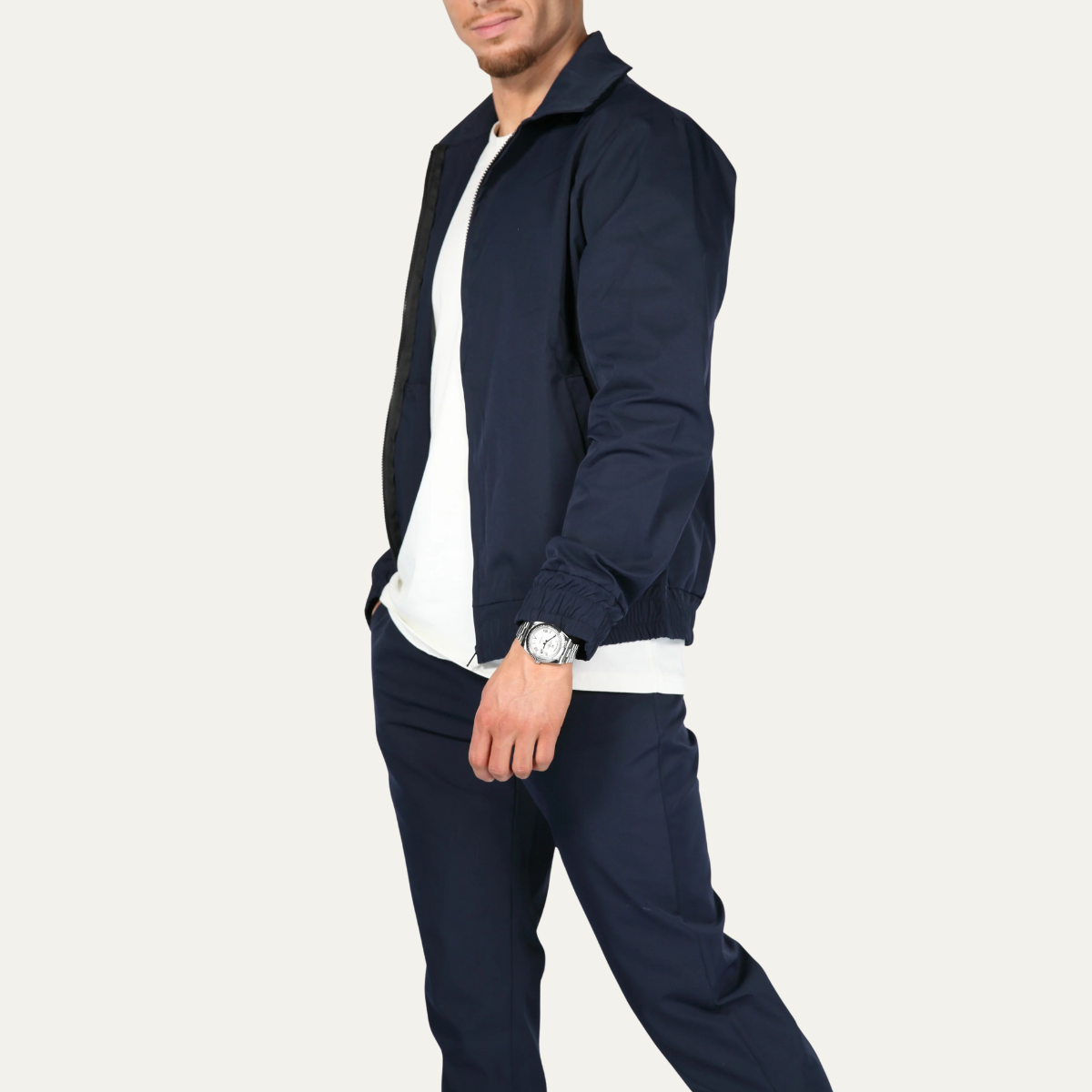 Vance | Men's Tracksuit Navy Lightweight Cotton Zip Up Jacket Pants