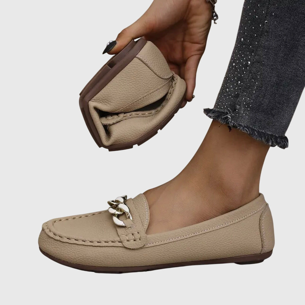Dama Washington Mia women's chain link loafer cream gold accents - view 7
