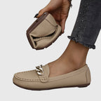 Dama Washington Mia women's chain link loafer cream gold accents - view 7