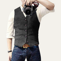 Dama Washington Bram men's sweater vest charcoal gray button up - front view