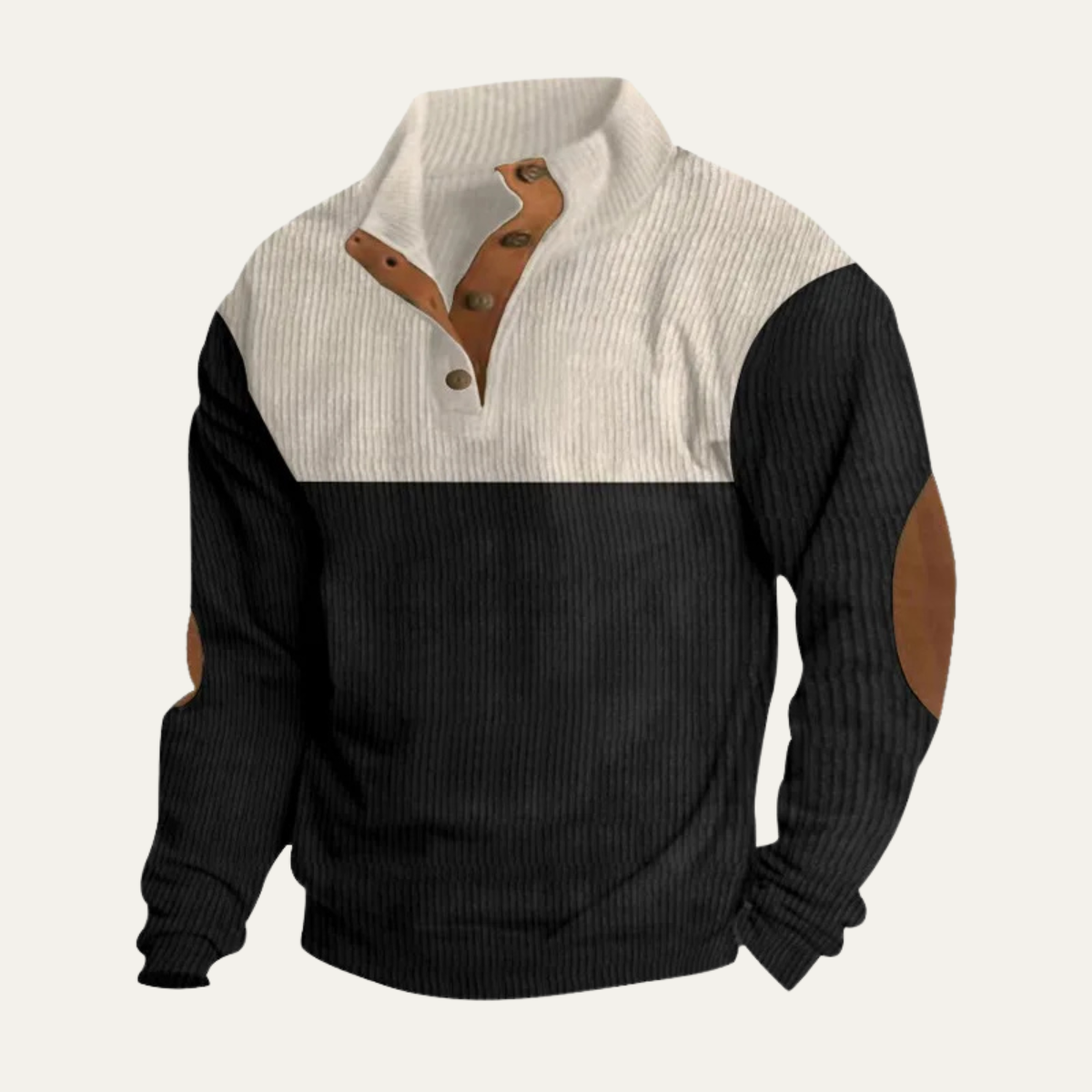 Rhys | Men's Colorblock Ribbed Sweater Burgundy Cream Suede Elbow Patches