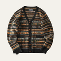 Dama Washington Bram men's vintage argyle cardigan black multi - front view