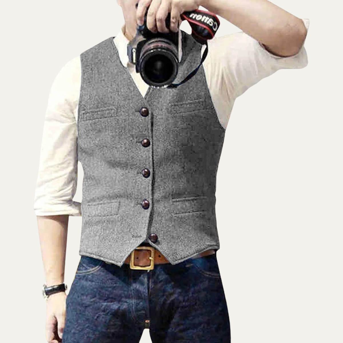 Bram | Men's Sweater Vest Charcoal Gray Button Up