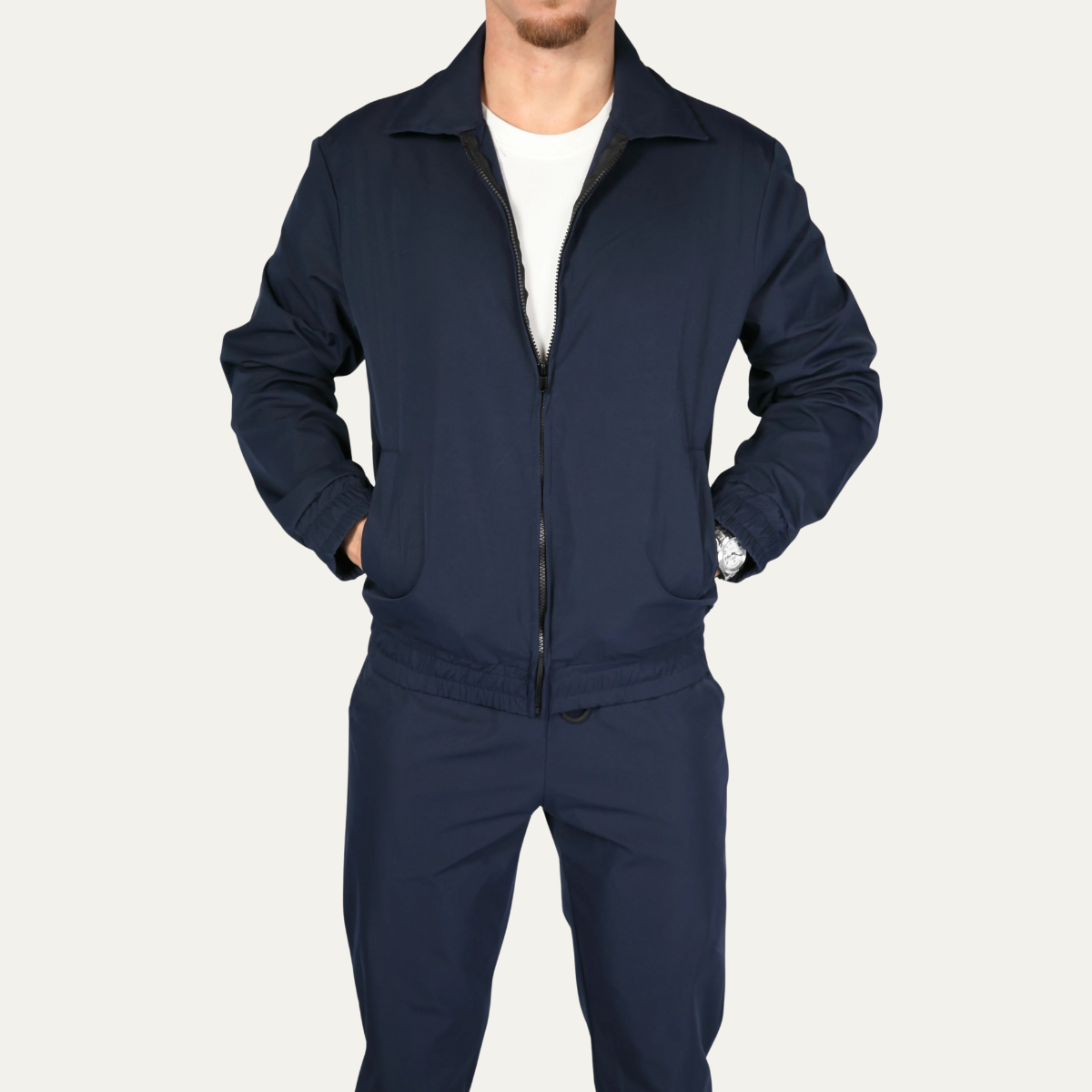 Vance | Men's Tracksuit Navy Lightweight Cotton Zip Up Jacket Pants