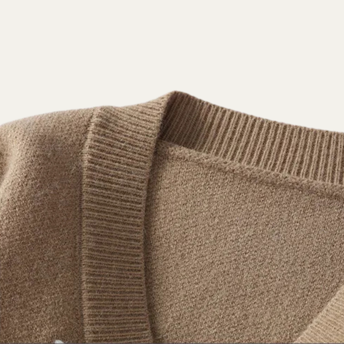 Axel | Men's Cardigan Sweater Cream Knit Button Up Embroidered
