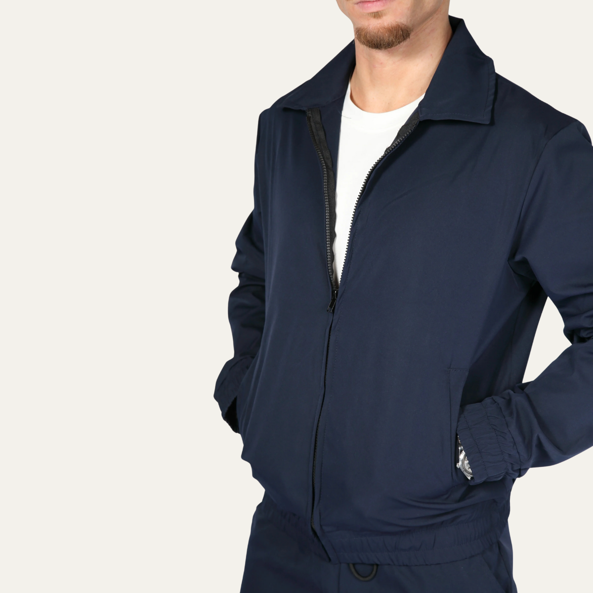 Vance | Men's Tracksuit Navy Lightweight Cotton Zip Up Jacket Pants