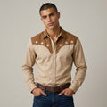Dama Washington Axel western star embroidered shirt Brown - model front view