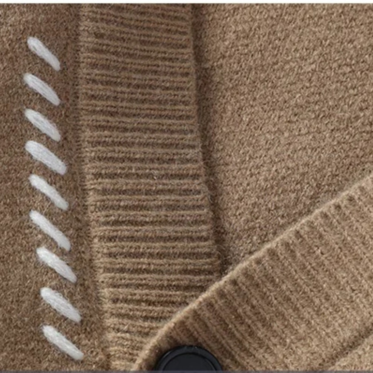Axel | Men's Cardigan Sweater Cream Knit Button Up Embroidered
