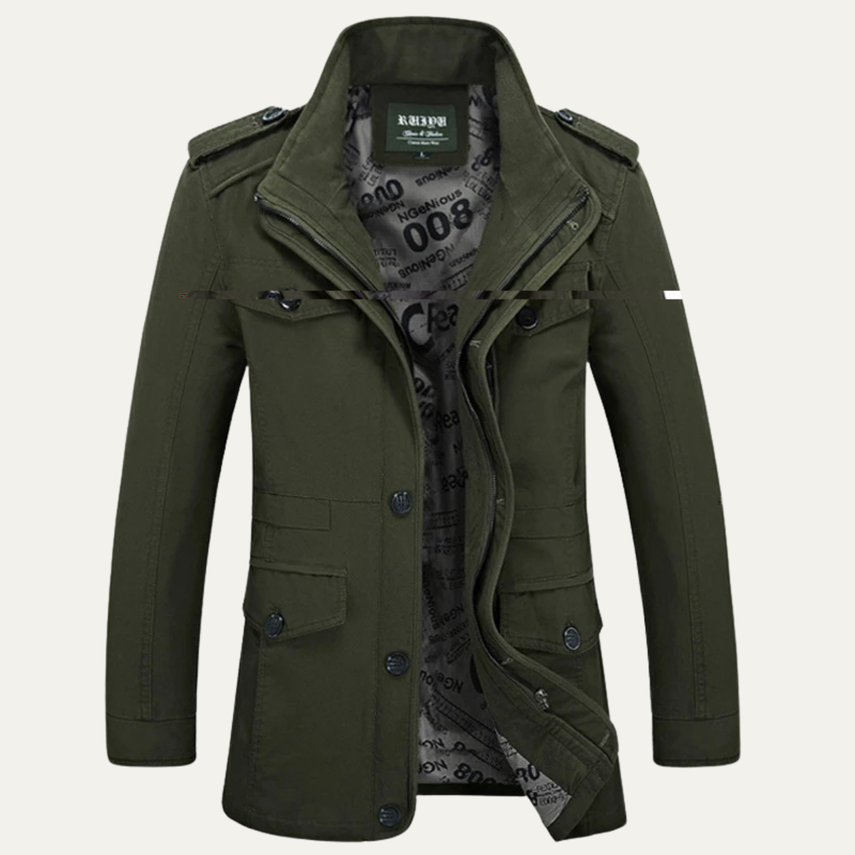 Bram | Men's Casual Utility Jacket Beige Long Sleeve