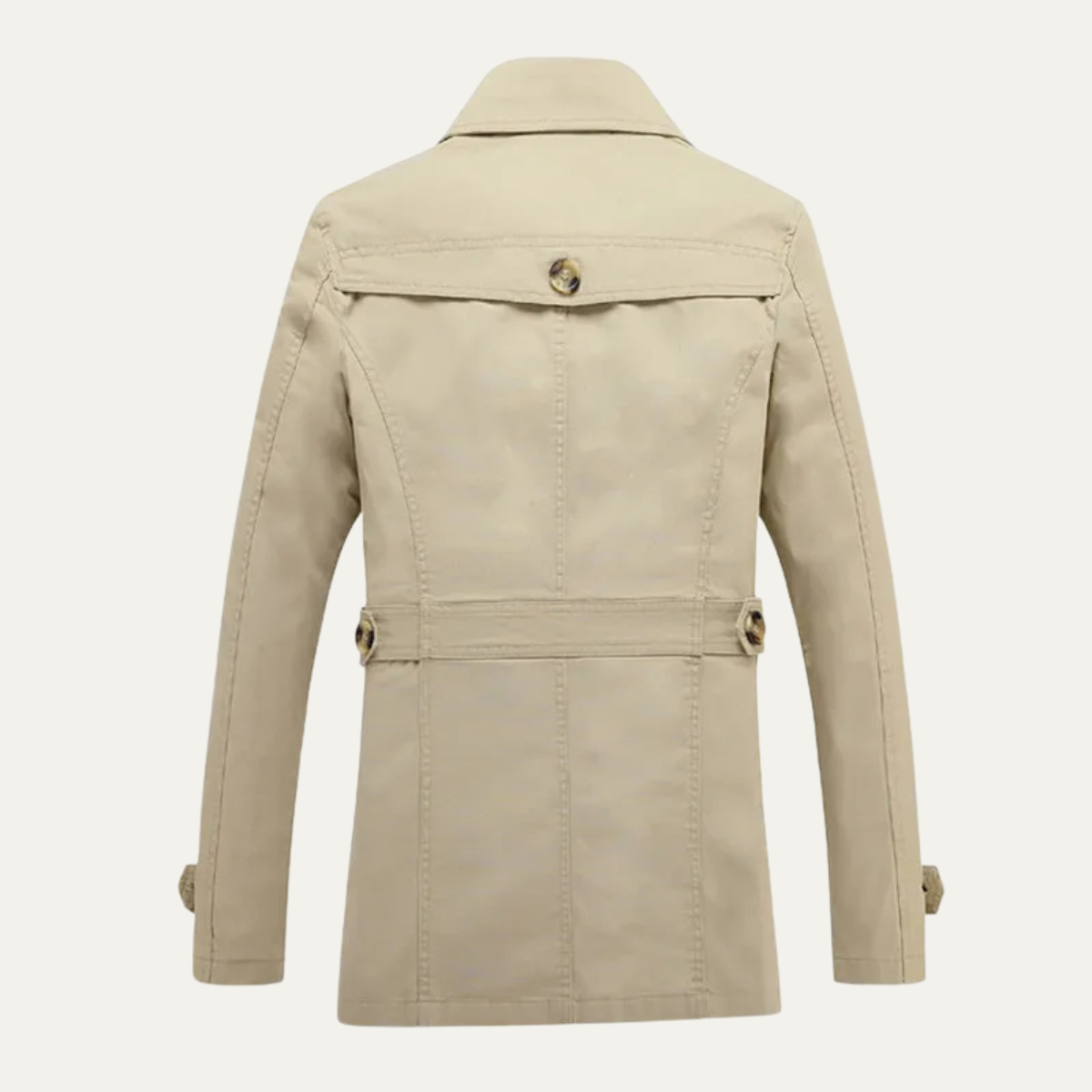 Beau | Men's Classic Double Breasted Trench Coat Cream