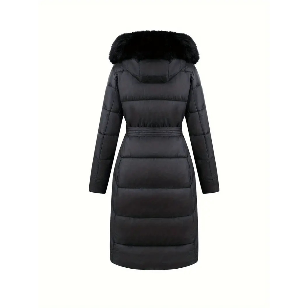 Dama Washington Ada women's puffer coat black faux fur hood belted - view 2