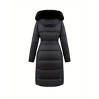 Dama Washington Ada women's puffer coat black faux fur hood belted - view 2