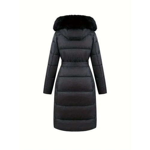 Dama Washington Ada women's puffer coat black faux fur hood belted - view 2