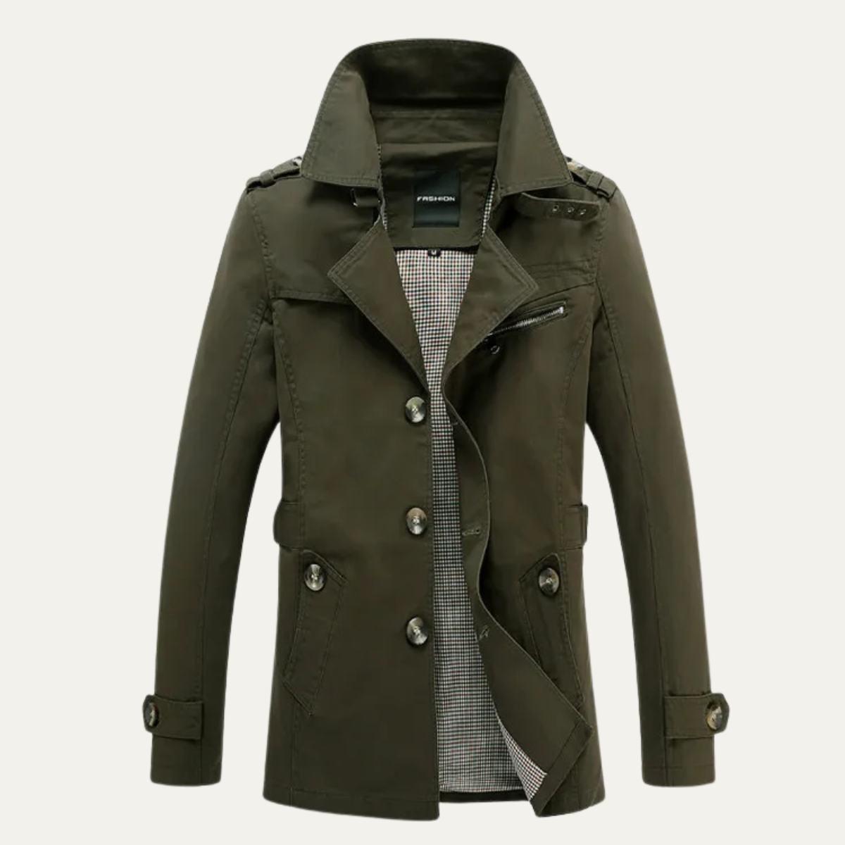 Beau | Men's Classic Double Breasted Trench Coat Cream