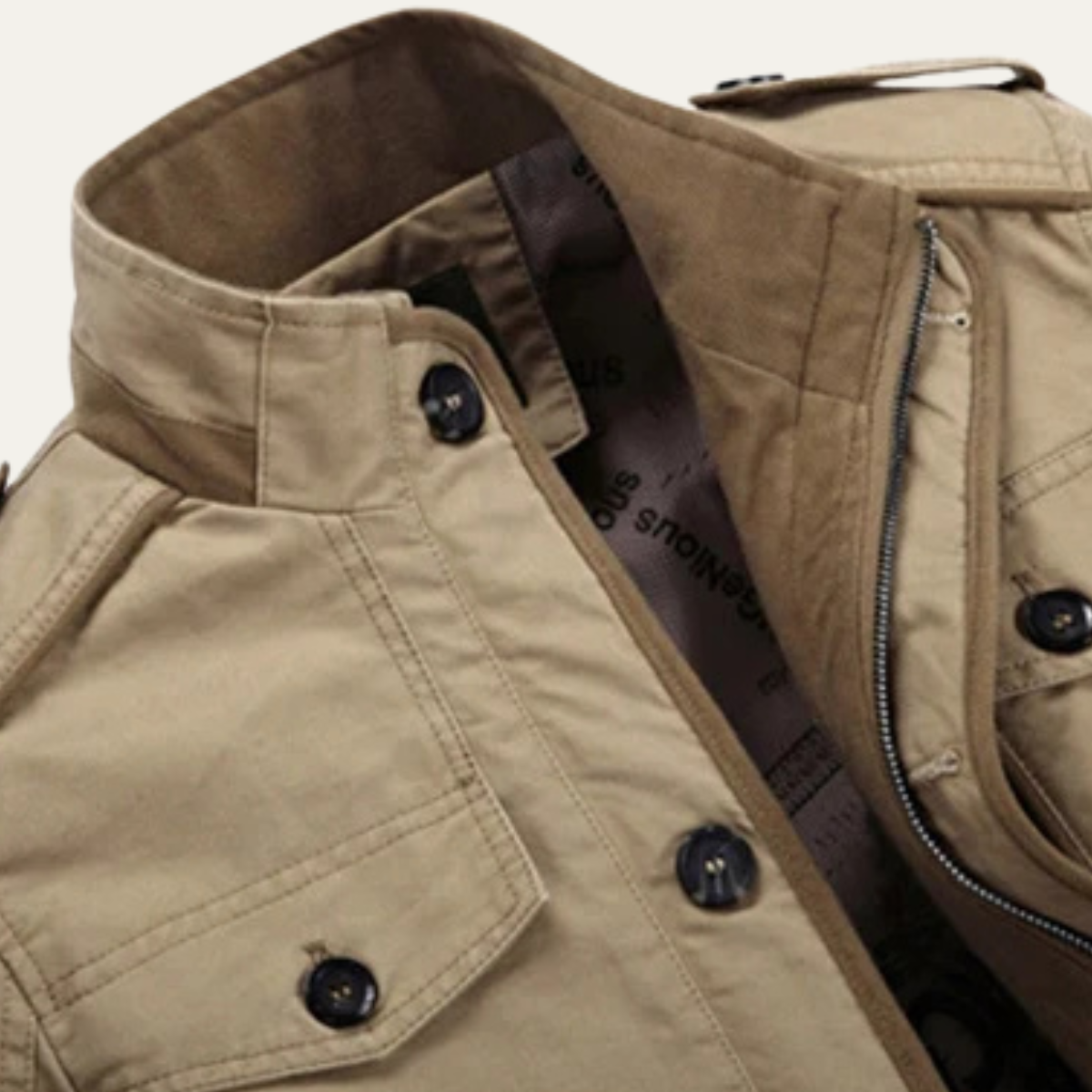 Bram | Men's Casual Utility Jacket Beige Long Sleeve