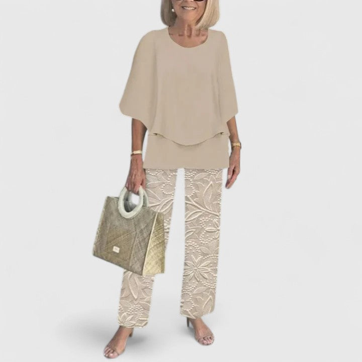 Stella | Women's Lounge Set Sage Green Floral Print Pants