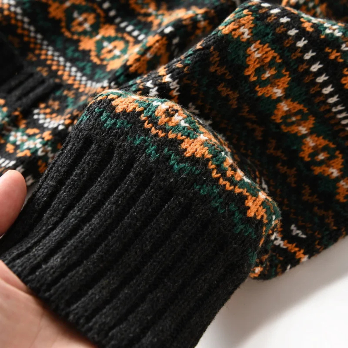 Bram | Men's Vintage Argyle Cardigan Black Multi