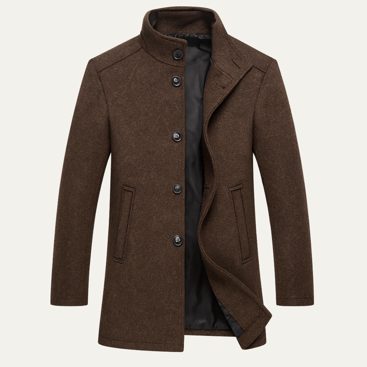 Bram | Men's Wool Blend Overcoat Brown Button Up