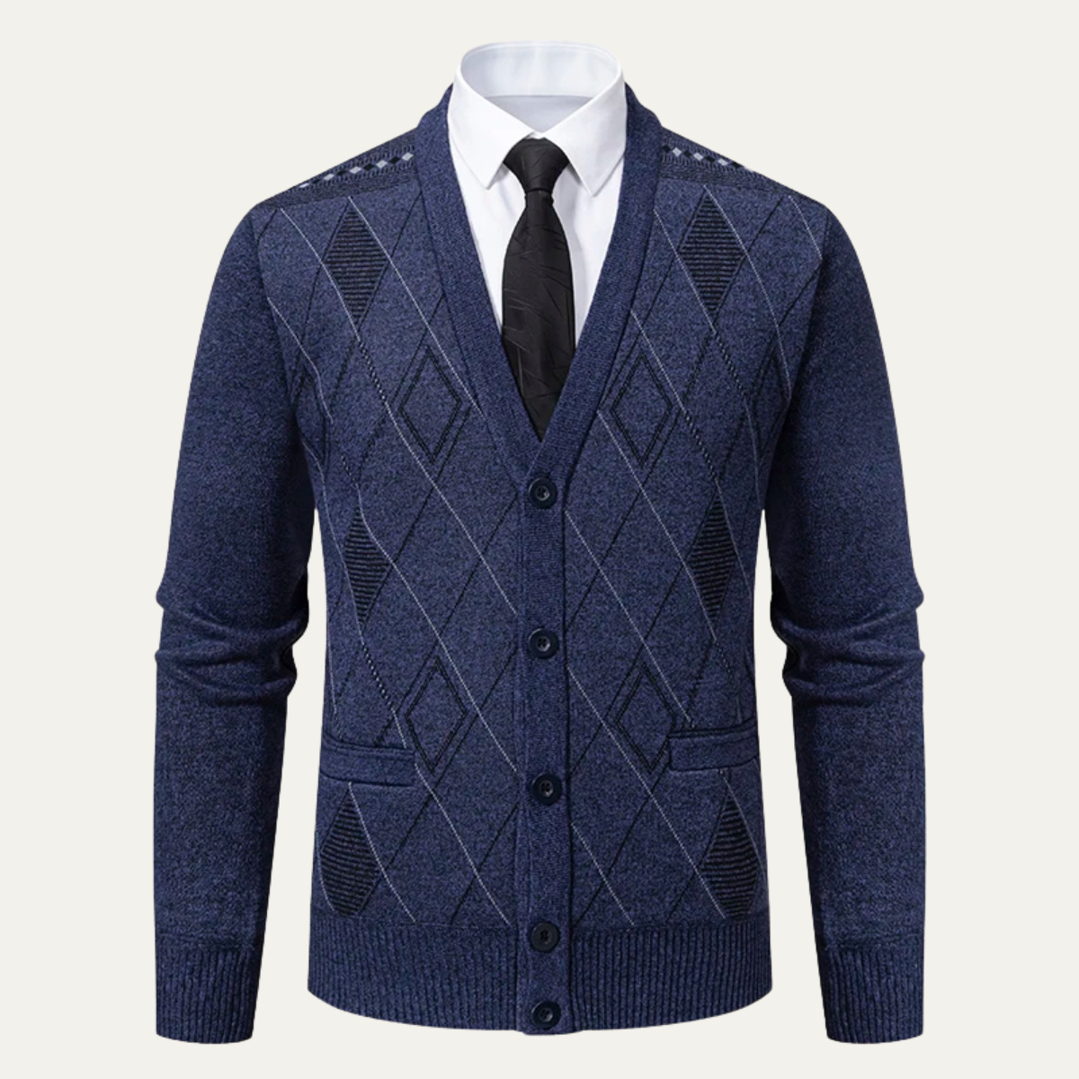 Nash | Men's Argyle Cardigan Navy Button Up