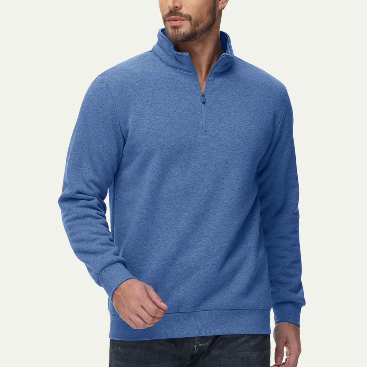 Callum | Men's Quarter Zip Sweater Light Blue