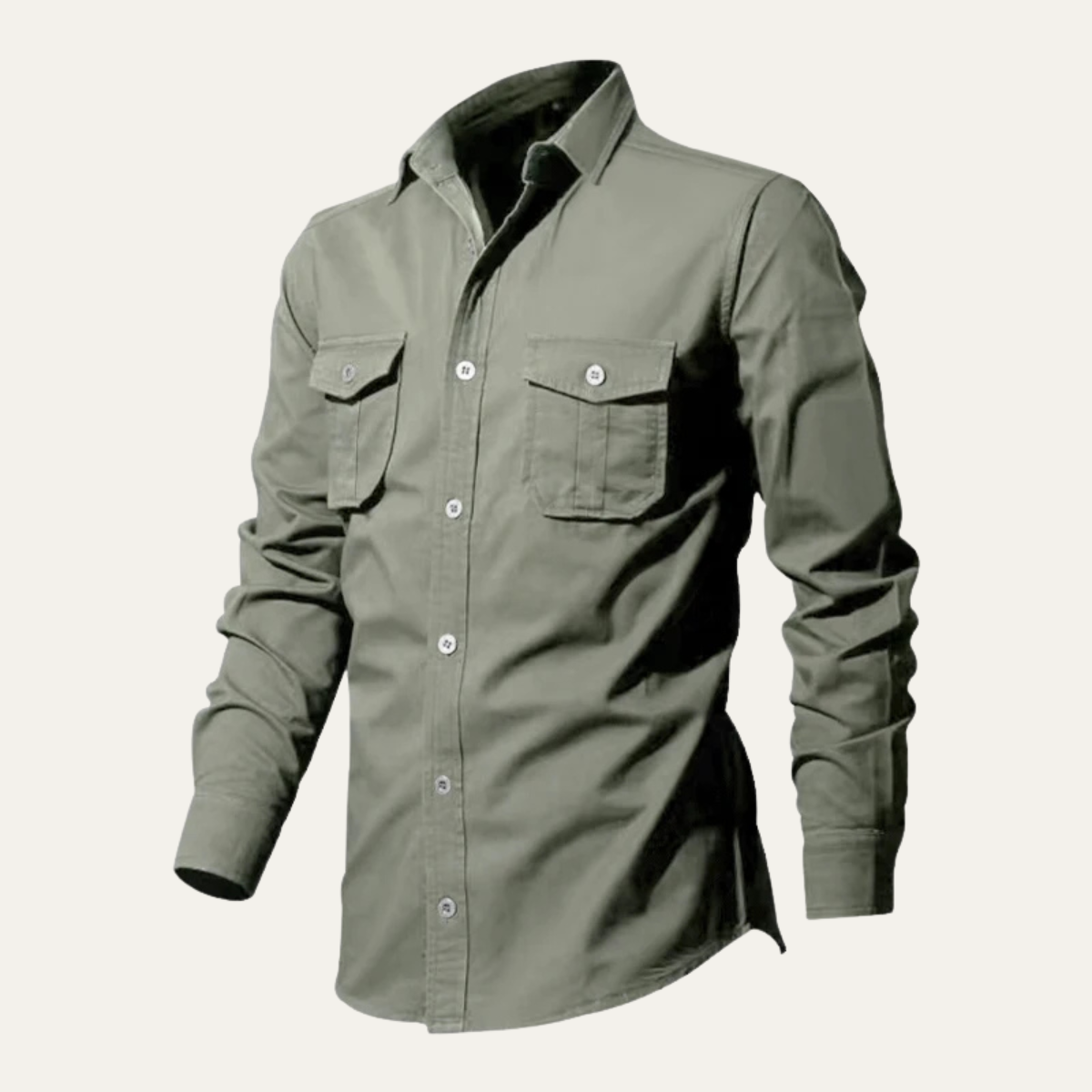 Ezra | Men's Utility Button Up Shirt Olive Long Sleeve