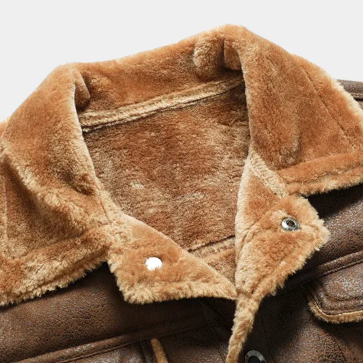 Ezra | Men's Sherpa Lined Denim Jacket Brown Warm