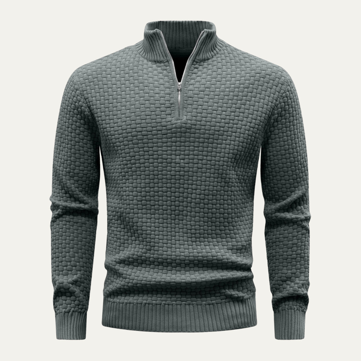 Axel | Men's Textured Quarter Zip Sweater Camel