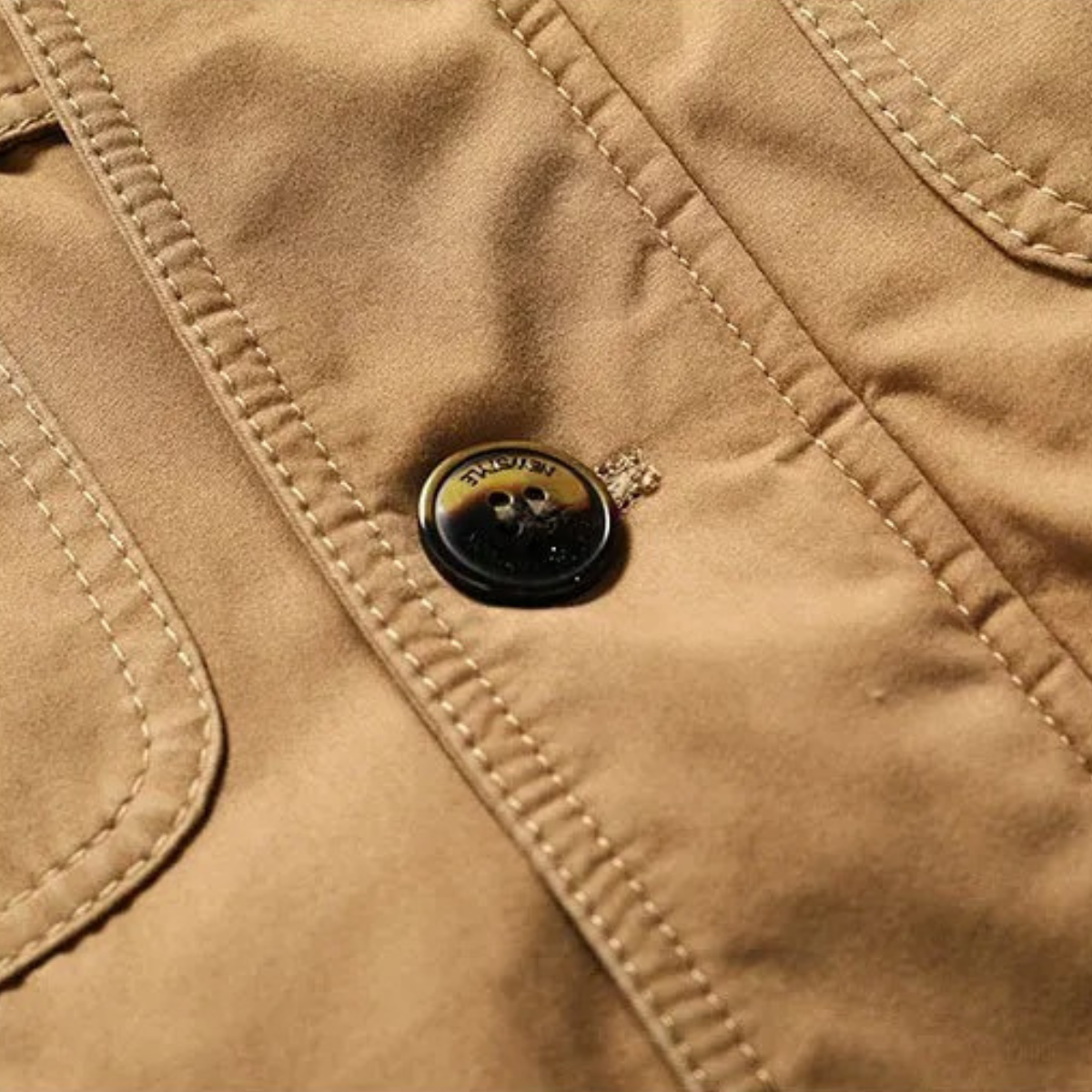 Cole | Men's Puffer Jacket Khaki Hooded Fleece Lined