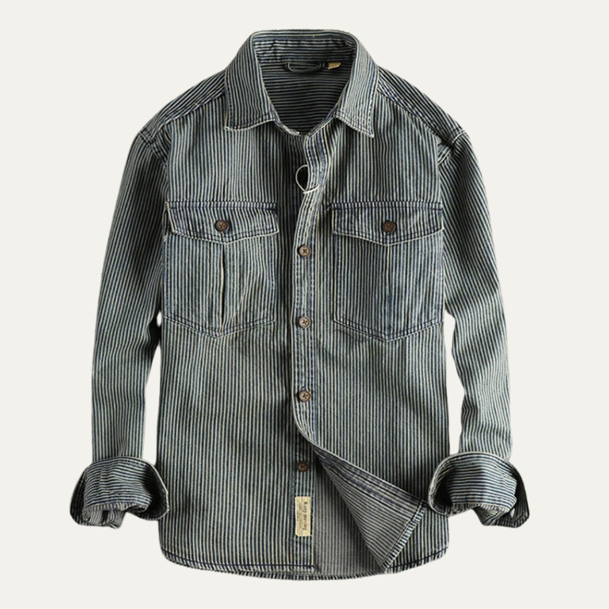 Beau | Men's Denim Shirt Light Blue Striped Button Up