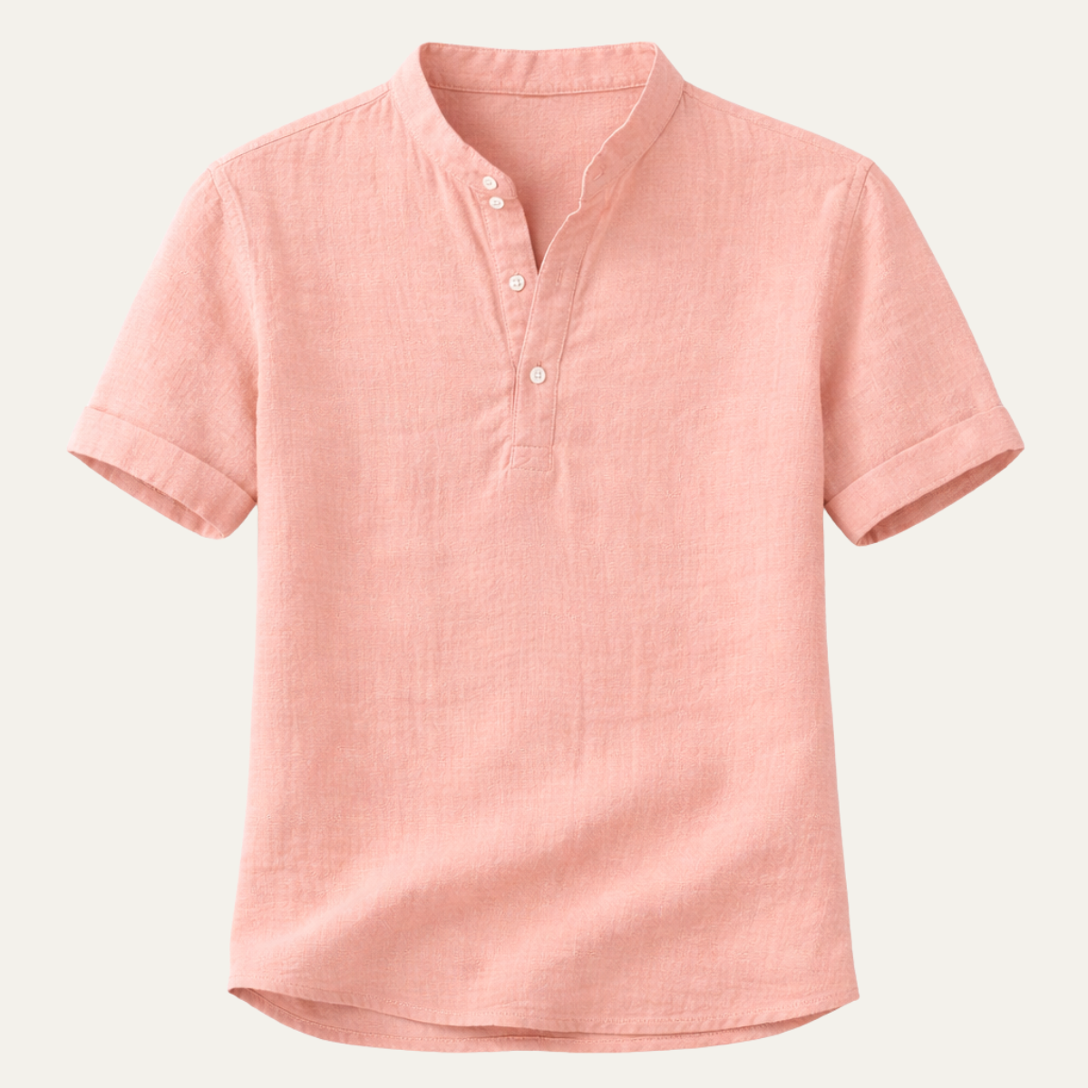 Bram | Men's Linen Button Up Shirt Pink Short Sleeve