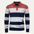 Dama Washington Beau men's striped polo sweater navy gray burgundy - view 4
