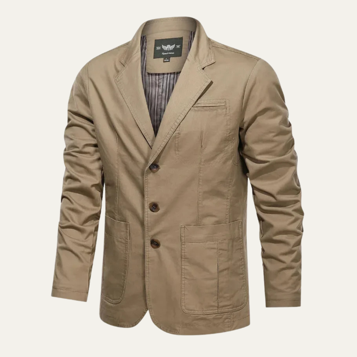Blake | Men's Casual Blazer Beige Cotton Button Up